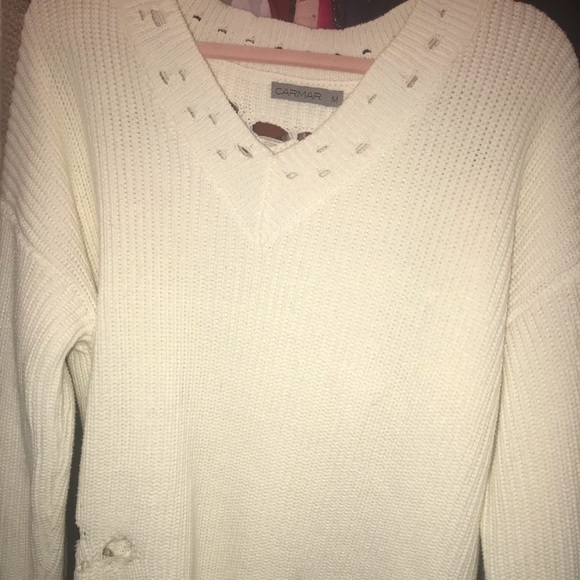 Carmar distressed white sweater - Picture 2 of 4